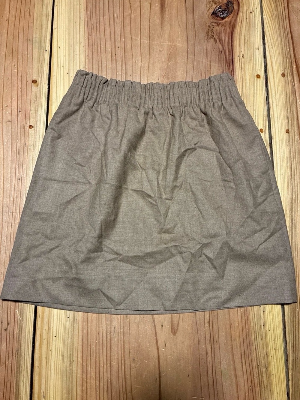 Elastic Waist A-Line Mini Skirt in Taupe